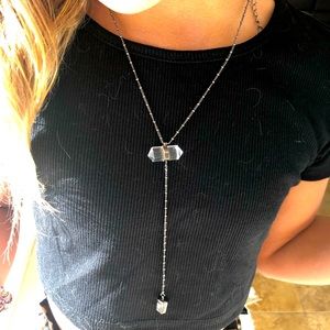 Beautiful perfect crystal necklace with dangling second Crystal.
